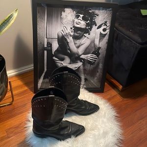 Black Harley Davidson mid calf cowboy boots sz 7